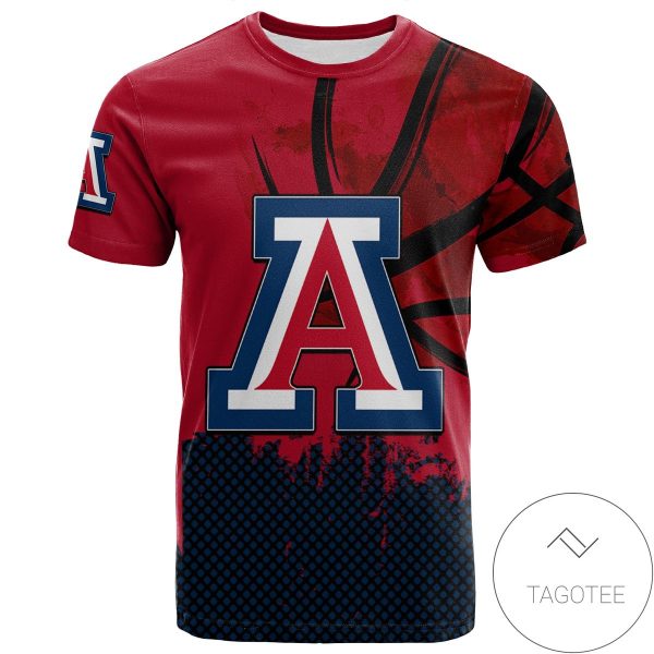 Arizona Wildcats All Over Print T-Shirt Men’s Basketball Net Grunge Pattern – NCAA