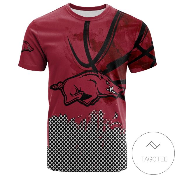 Arkansas Razorbacks All Over Print T-Shirt Men’s Basketball Net Grunge Pattern – NCAA