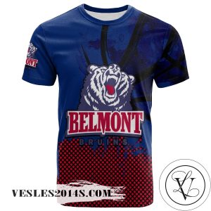 Belmont Bruins All Over Print T-Shirt Men’s Basketball Net Grunge Pattern – NCAA