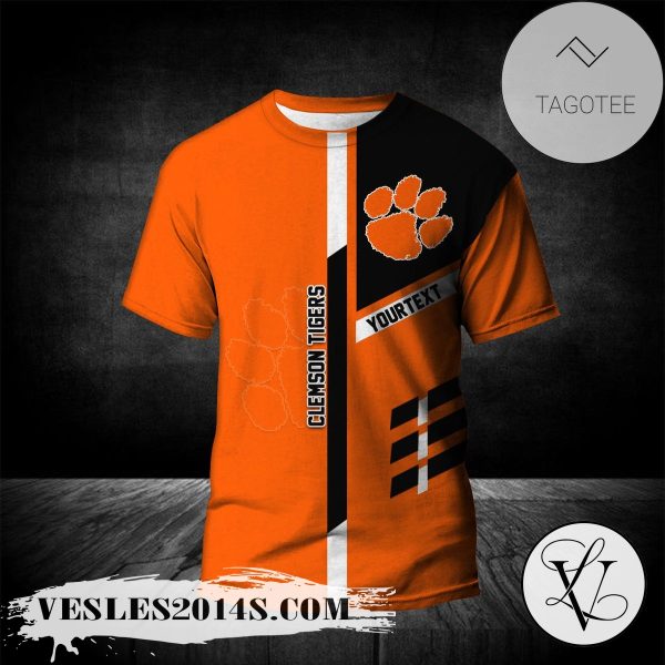 Clemson Tigers Personalized Custom Text All Over Print T-shirt  – NCAA