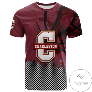 College of Charleston Cougars All Over Print T-shirt Men’s Basketball Net Grunge Pattern – NCAA