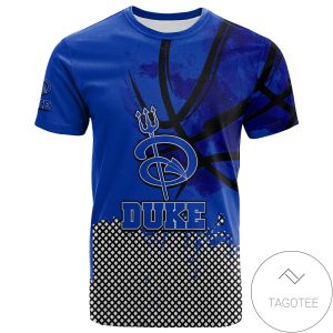 Duke Blue Devils All Over Print T-shirt Men’s Basketball Net Grunge Pattern – NCAA