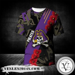 East Carolina Pirates All Over Print T-shirt Sport Style Keep Go On  – NCAA