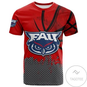 Florida Atlantic Owls All Over Print T-shirt Men’s Basketball Net Grunge Pattern – NCAA