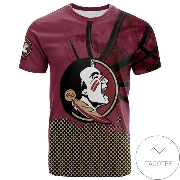 Florida State Seminoles All Over Print T-shirt Men’s Basketball Net Grunge Pattern – NCAA