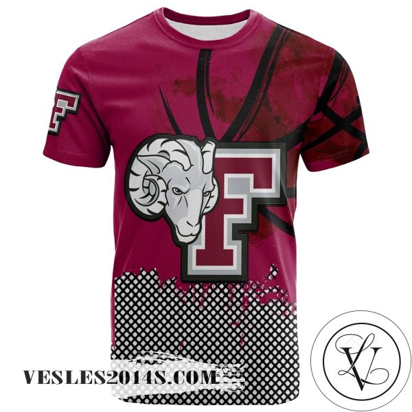 Fordham Rams All Over Print T-shirt Men’s Basketball Net Grunge Pattern – NCAA