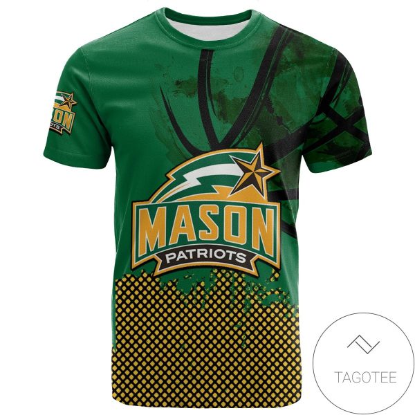 George Mason Patriots All Over Print T-shirt Men’s Basketball Net Grunge Pattern – NCAA