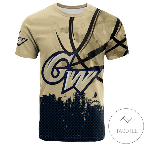 George Washington Colonials All Over Print T-shirt Men’s Basketball Net Grunge Pattern – NCAA