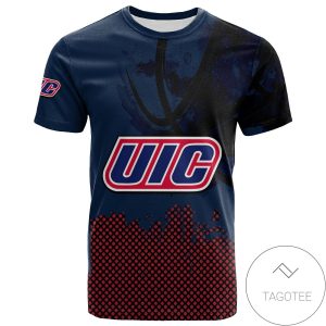 Illinois-Chicago Flames All Over Print T-shirt Men’s Basketball Net Grunge Pattern – NCAA