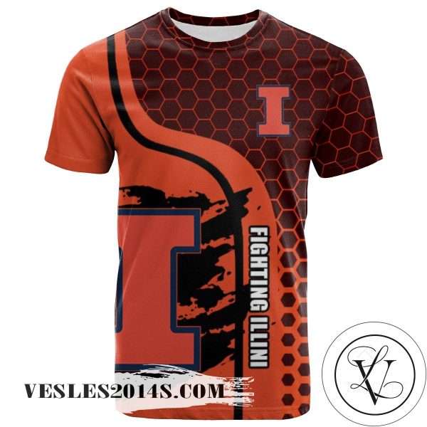 Illinois Fighting Illini All Over Print T-shirt My Team Sport Style – NCAA