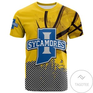 Indiana State Sycamores All Over Print T-shirt Men’s Basketball Net Grunge Pattern – NCAA