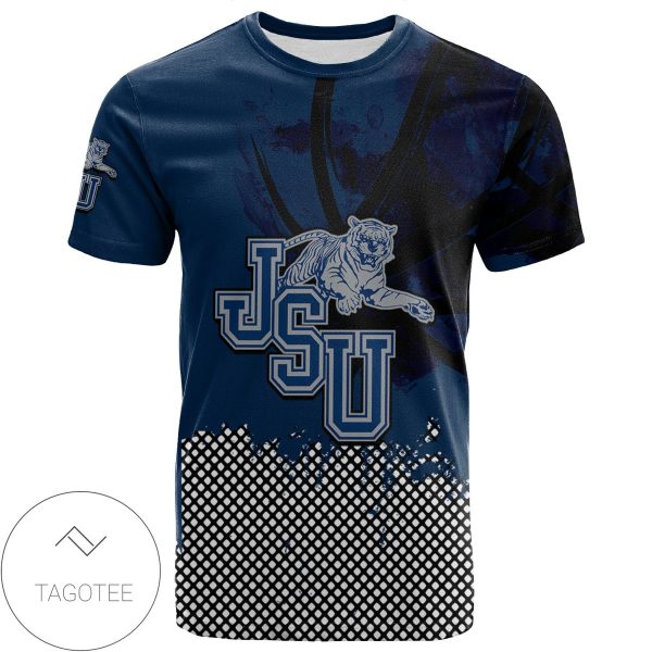 Jackson State Tigers All Over Print T-shirt Men’s Basketball Net Grunge Pattern – NCAA