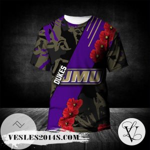 James Madison Dukes All Over Print T-shirt Sport Style Keep Go On  – NCAA