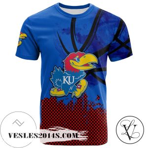 Kansas Jayhawks All Over Print T-shirt Men’s Basketball Net Grunge Pattern – NCAA