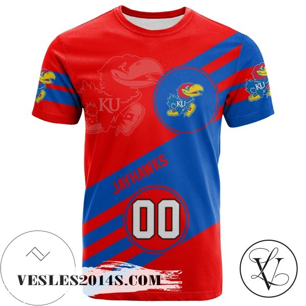 Kansas Jayhawks All Over Print T-shirt Sport Style Logo   – NCAA