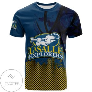 La Salle Explorers All Over Print T-shirt Men’s Basketball Net Grunge Pattern – NCAA