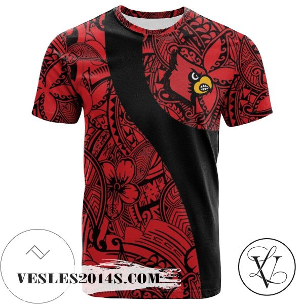 Louisville Cardinals All Over Print T-shirt Polynesian   – NCAA