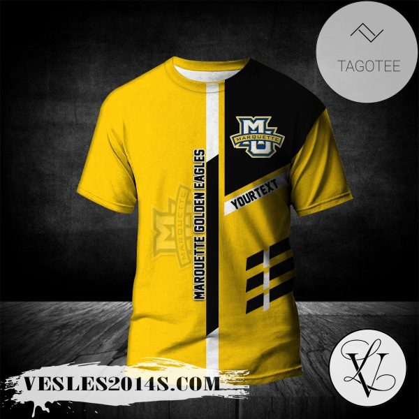 Marquette Golden Eagles Personalized Custom Text All Over Print T-shirt  – NCAA