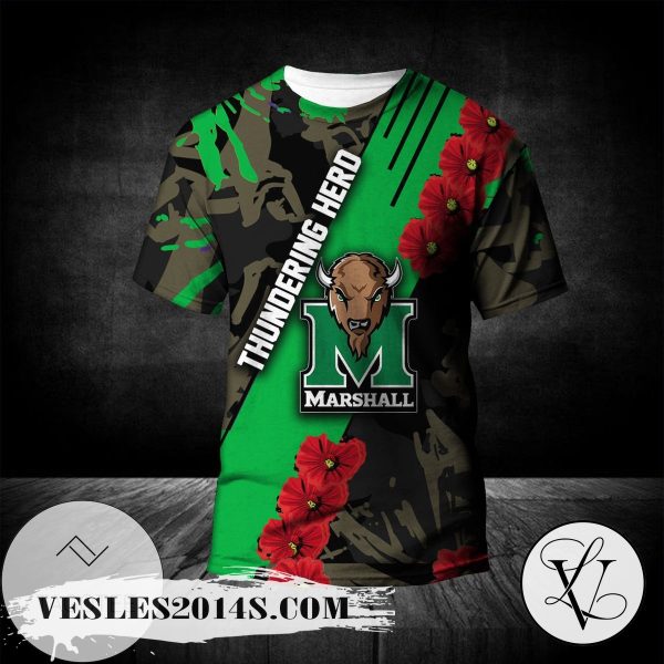 Marshall Thundering Herd All Over Print T-shirt Sport Style Keep Go on – NCAA