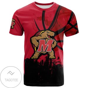 Maryland Terrapins All Over Print T-shirt Men’s Basketball Net Grunge Pattern – NCAA