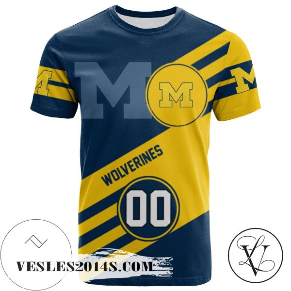 Michigan Wolverines All Over Print T-shirt Sport Style Logo   – NCAA