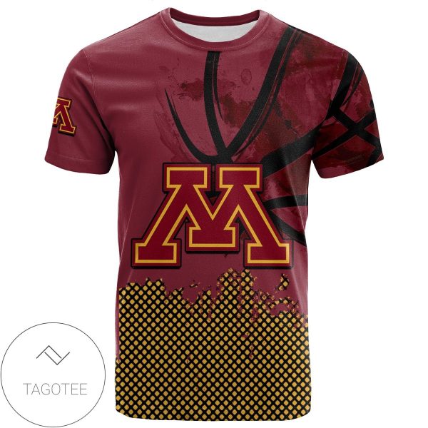 Minnesota Golden Gophers All Over Print T-shirt Men’s Basketball Net Grunge Pattern – NCAA