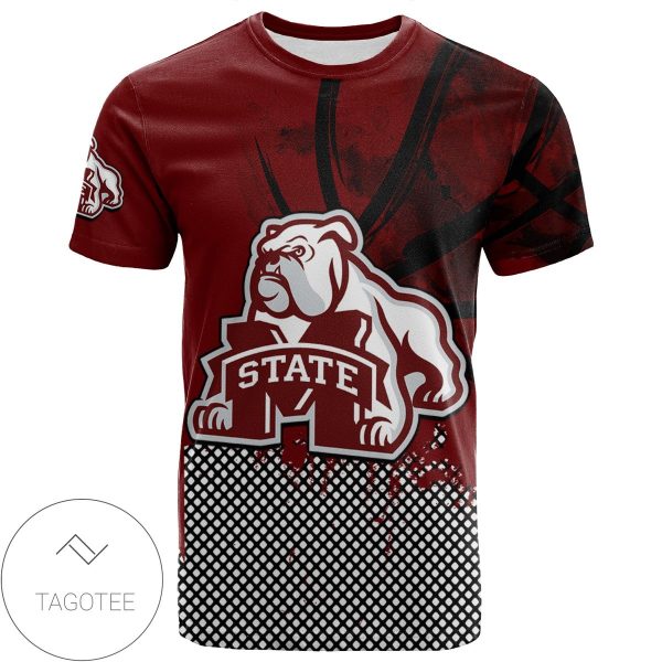 Mississippi State Bulldogs All Over Print T-shirt Men’s Basketball Net Grunge Pattern – NCAA