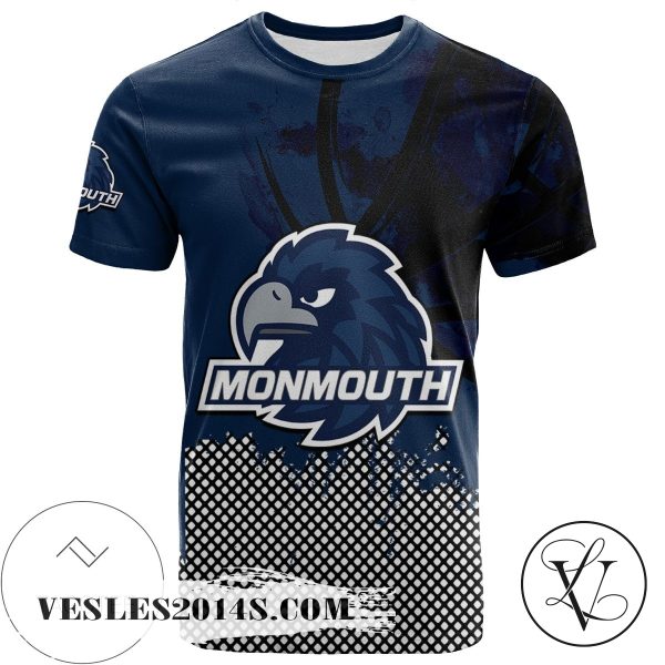 Monmouth Hawks All Over Print T-shirt Men’s Basketball Net Grunge Pattern – NCAA