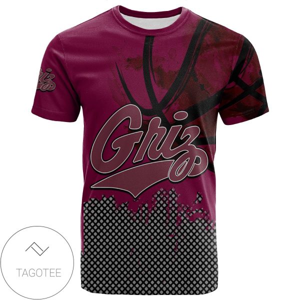 Montana Grizzlies All Over Print T-shirt Men’s Basketball Net Grunge Pattern – NCAA