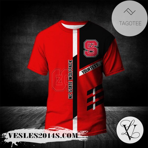 NC State Wolfpack Personalized Custom Text All Over Print T-shirt  – NCAA