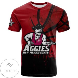 New Mexico State Aggies All Over Print T-shirt Men’s Basketball Net Grunge Pattern – NCAA