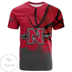 Nicholls Colonels All Over Print T-shirt Men’s Basketball Net Grunge Pattern – NCAA