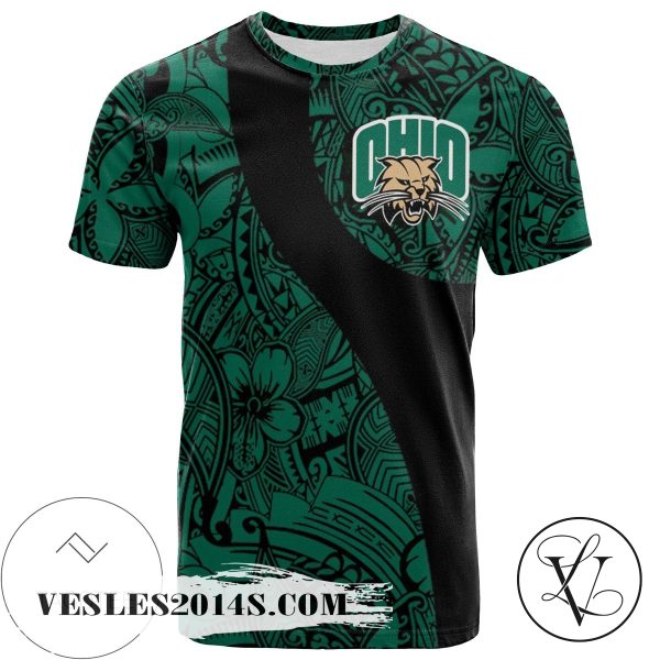 Ohio Bobcats All Over Print T-shirt Polynesian   – NCAA