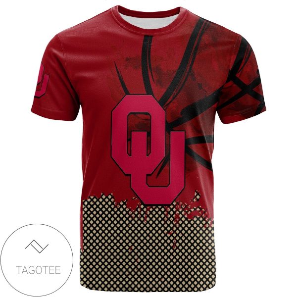 Oklahoma Sooners All Over Print T-shirt Men’s Basketball Net Grunge Pattern – NCAA