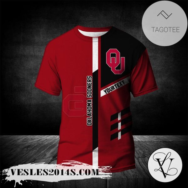 Oklahoma Sooners Personalized Custom Text All Over Print T-shirt  – NCAA