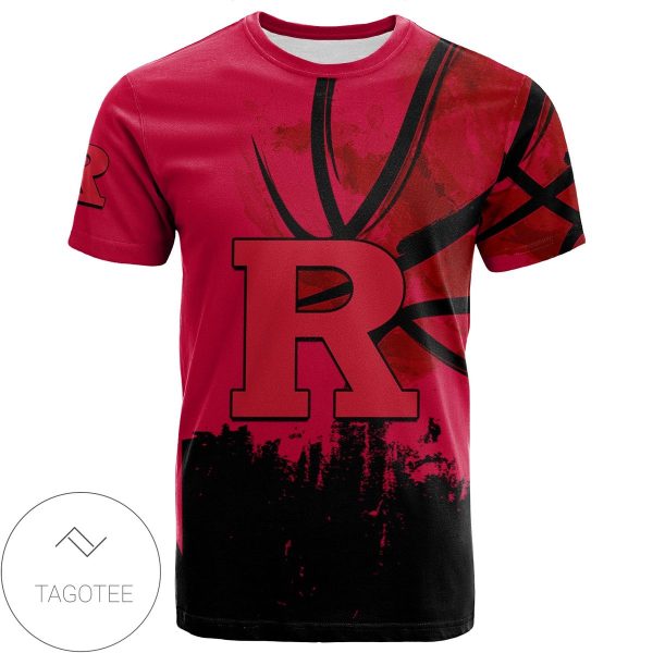 Rutgers Scarlet Knights All Over Print T-shirt Men’s Basketball Net Grunge Pattern – NCAA