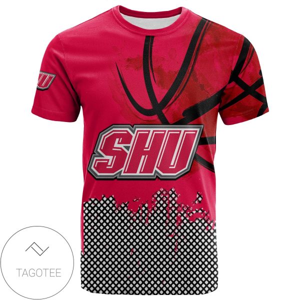 Sacred Heart Pioneers All Over Print T-shirt Men’s Basketball Net Grunge Pattern – NCAA