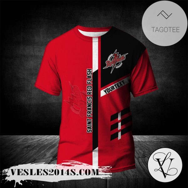 Saint Francis Red Flash Personalized Custom Text All Over Print T-shirt  – NCAA