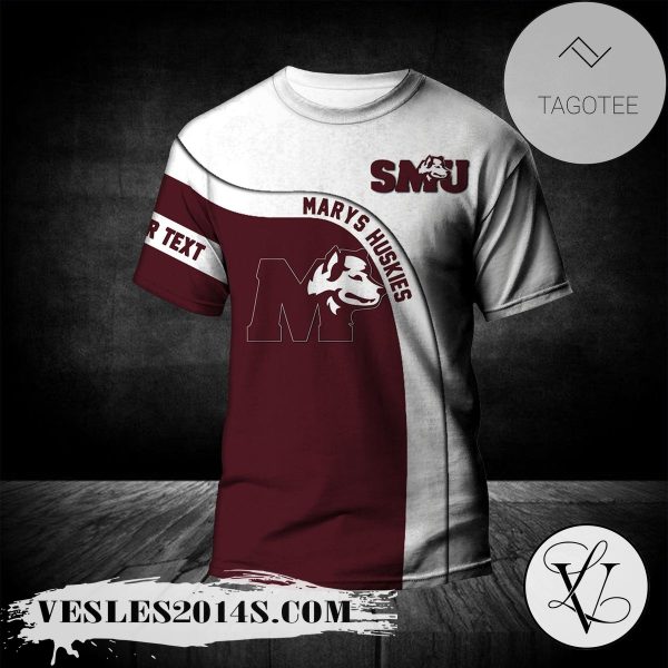 Saint Marys Huskies T-shirt Curve Personalized Custom Text  – CA CIS