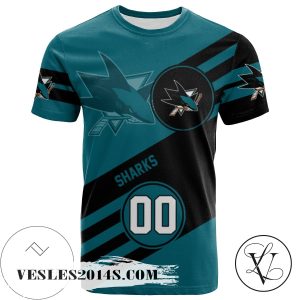 San Jose Sharks All Over Print T-shirt Sport Style Logo   – NHL