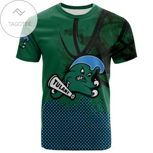 Tulane Green Wave All Over Print T-shirt Men’s Basketball Net Grunge Pattern – NCAA