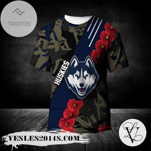 UConn Huskies All Over Print T-shirt Sport Style Keep Go On  – NCAA