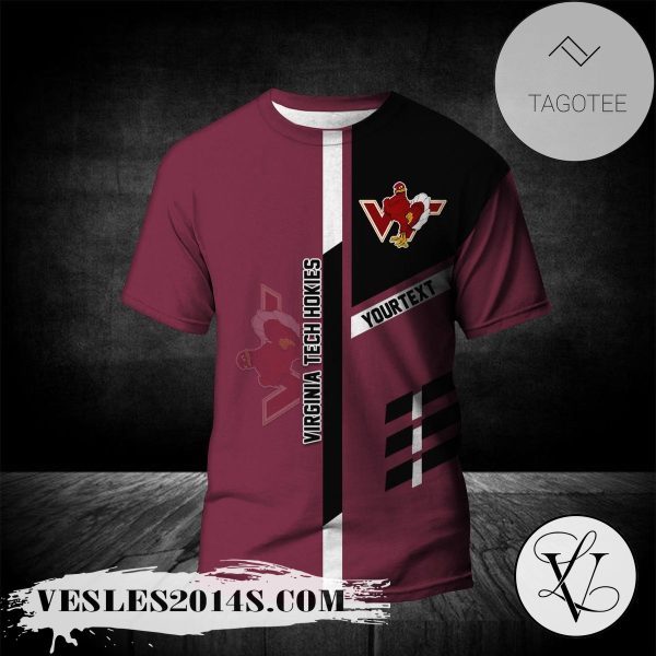 Virginia Tech Hokies Personalized Custom Text All Over Print T-shirt  – NCAA