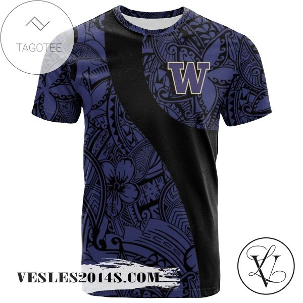 Washington Huskies All Over Print T-shirt Polynesian   – NCAA