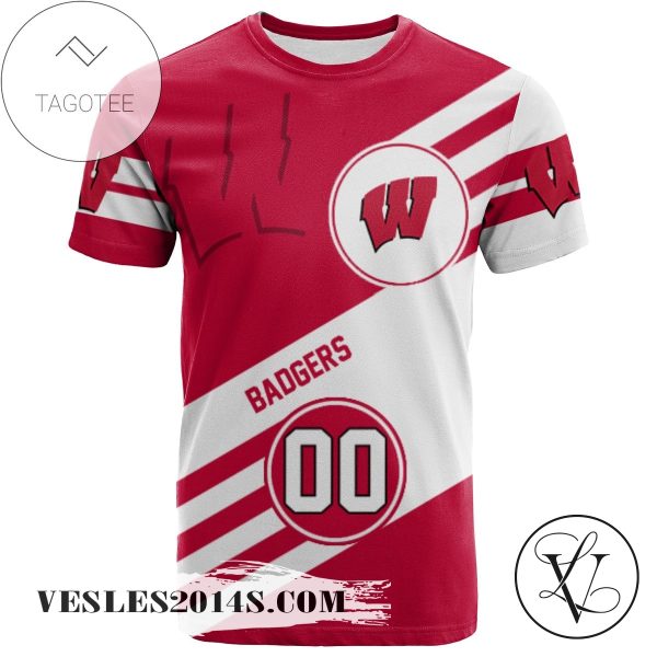 Wisconsin Badgers All Over Print T-shirt Sport Style Logo   – NCAA