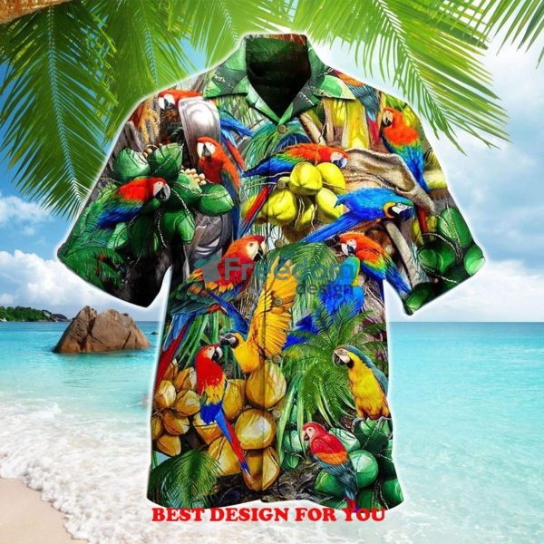 Aloha Parrot Call Me Coconut Holic Print Over 3D Hawaiian Shirt