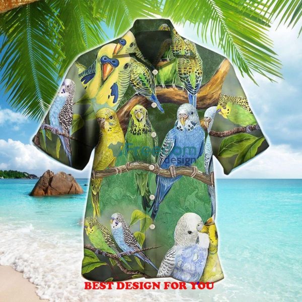 Aloha Parrot Lovely Budgie Vintage Print Over 3D Hawaiian Shirt