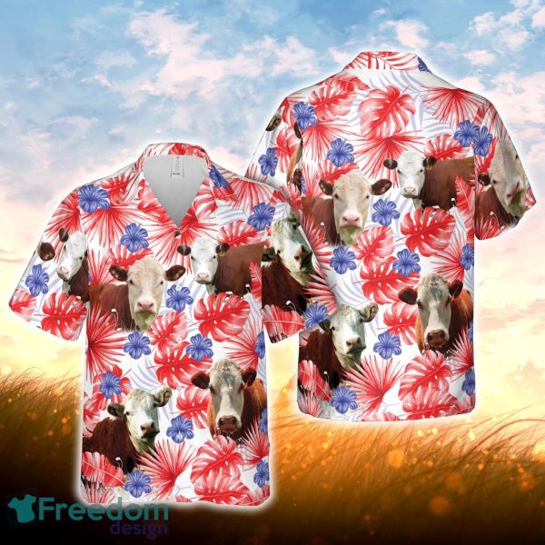 American Colors Herefold Cattle All Printed 3D Hawaiian Shirt For Men Women