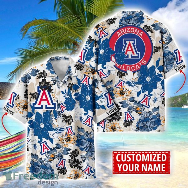 Arizona Wildcats Aloha 3D Hawaiian Shirt Flower Sport Team Beach Shirt Custom Name