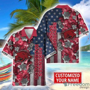 Arkansas Razorbacks Custom name USA Flag 4th July Independence Day Hawaiian Shirt